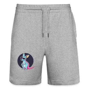 Pastell-Känguru-Hipster-Brille - Stanley/Stella Unisex Bio Joggingshorts Trainer  - Grau meliert - Vorne - Nik (191cm) & Marisol (170cm)