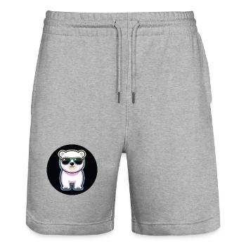 Pastel white neon bear sunglasses - Stanley/Stella Trainer Unisex Organic Jogging Shorts - heather grey - Front - Nik (191cm) & Marisol (170cm)