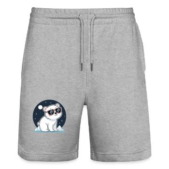 Nachtaktiver Eisbär und Sonnenbrille - Stanley/Stella Unisex Bio Joggingshorts Trainer  - Grau meliert - Vorne - Nik (191cm) & Marisol (170cm)