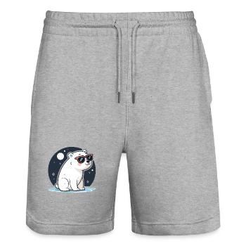 Rote Eisbär-Kosmische Brille - Stanley/Stella Unisex Bio Joggingshorts Trainer  - Grau meliert - Vorne - Nik (191cm) & Marisol (170cm)