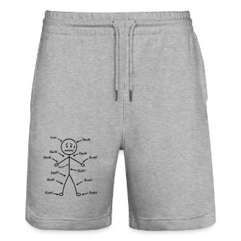 Humour Santé - J'ai pain tout ouch - Stanley/Stella Trainer Unisex Organic Jogging Shorts - heather grey - Front - Nik (191cm) & Marisol (170cm)