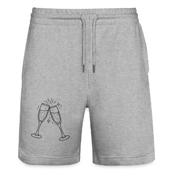 Sektglaeser Clipart - Stanley/Stella Trainer Unisex Organic Jogging Shorts - heather grey - Front - Nik (191cm) & Marisol (170cm)