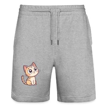 Kawaii Starry Gaze Kätzchen - Stanley/Stella Unisex Bio Joggingshorts Trainer  - Grau meliert - Vorne - Nik (191cm) & Marisol (170cm)