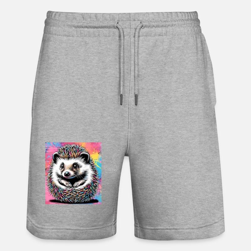hedgehog - Stanley/Stella Trainer Unisex Organic Jogging Shorts - heather grey
