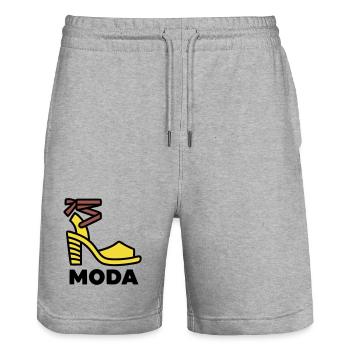 High Heel Schuh Moda Italien Mode Urlaub - Stanley/Stella Unisex Bio Joggingshorts Trainer  - Grau meliert - Vorne - Nik (191cm) & Marisol (170cm)