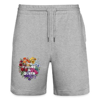 Pride Month LGBT – Die Zukunft ist queer - Stanley/Stella Unisex Bio Joggingshorts Trainer  - Grau meliert - Vorne - Nik (191cm) & Marisol (170cm)