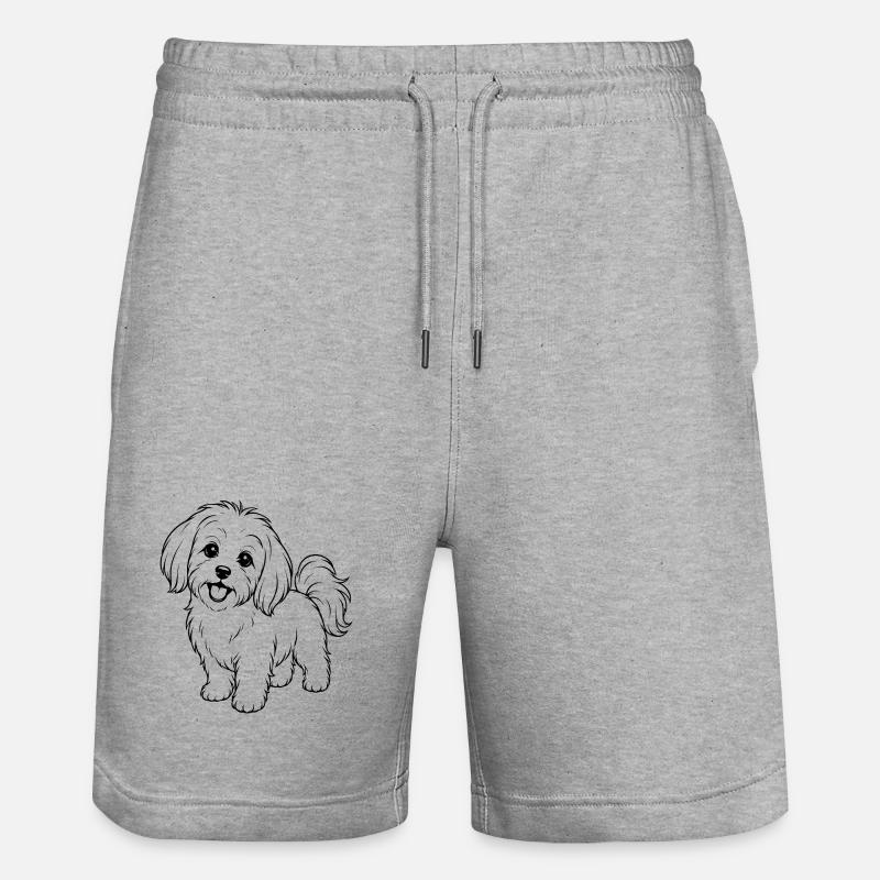 Malteser_Hund_schwarz - Short de jogging bio TRAINER Stanley/Stella unisexe - gris chiné