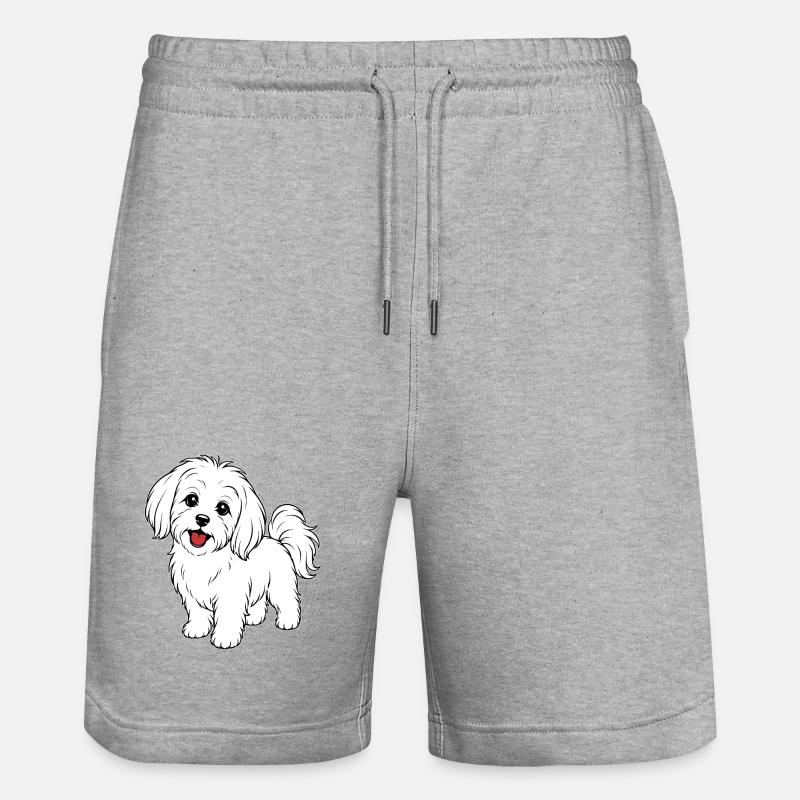Blanc de chien maltis - Short de jogging bio TRAINER Stanley/Stella unisexe - gris chiné