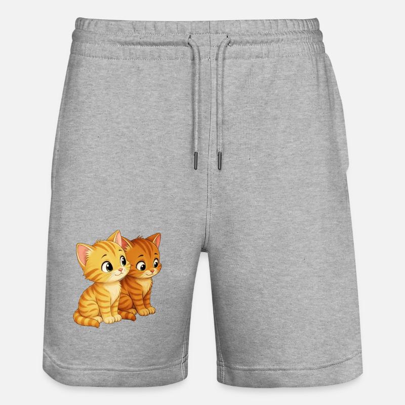Kätzchen sitzen nebeneiander - Stanley/Stella Unisex Bio Joggingshorts Trainer - Grau meliert