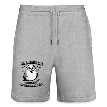 Ich mach das Möwe lustiger Büro Spruch - Stanley/Stella Unisex Bio Joggingshorts Trainer  - Grau meliert - Vorne - Nik (191cm) & Marisol (170cm)