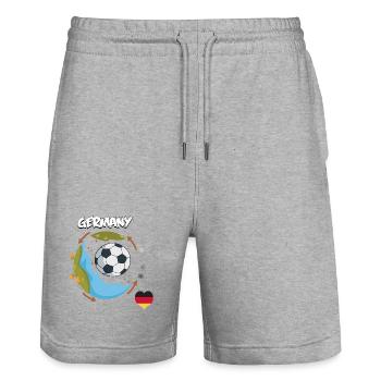 Football Allemagne - Short de jogging bio TRAINER Stanley/Stella unisexe - gris chiné - Devant - Nik (191cm) & Marisol (170cm)