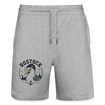 Rostock Möwe mit Pfeife - Stanley/Stella Unisex Bio Joggingshorts Trainer  - Grau meliert - Vorne - Nik (191cm) & Marisol (170cm)