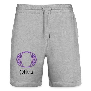 Logo ornemental en O-feuillage - Short de jogging bio TRAINER Stanley/Stella unisexe - gris chiné - Devant - Nik (191cm) & Marisol (170cm)