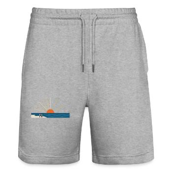 Esthétique minimaliste du soleil à la plage - Short de jogging bio TRAINER Stanley/Stella unisexe - gris chiné - Devant - Nik (191cm) & Marisol (170cm)