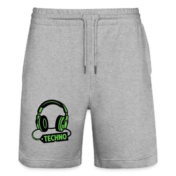 DJ Kopfhörer Techno Rave Festival Produzent - Stanley/Stella Unisex Bio Joggingshorts Trainer  - Grau meliert - Vorne - Nik (191cm) & Marisol (170cm)