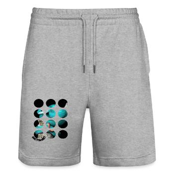 Design t-shirt à effet d'optique Serpent - Short de jogging bio TRAINER Stanley/Stella unisexe - gris chiné - Devant - Nik (191cm) & Marisol (170cm)