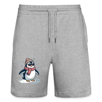 Cute Penguin - Gift for Penguin Lover - Stanley/Stella Trainer Unisex Organic Jogging Shorts - heather grey - Front - Nik (191cm) & Marisol (170cm)