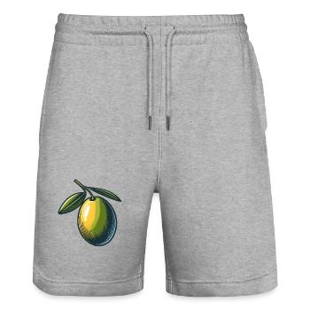 Olive stylisée vintage éclatante - Short de jogging bio TRAINER Stanley/Stella unisexe - gris chiné - Devant - Nik (191cm) & Marisol (170cm)