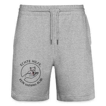 Echte Hilfe - Stanley/Stella Unisex Bio Joggingshorts Trainer  - Grau meliert - Vorne - Nik (191cm) & Marisol (170cm)