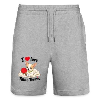Cute Chihuahua Playing Table Tennis - Stanley/Stella Trainer Unisex Organic Jogging Shorts - heather grey - Front - Nik (191cm) & Marisol (170cm)
