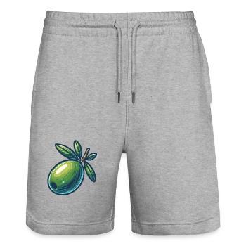 Stylized Olive Emerald - Stanley/Stella Trainer Unisex Organic Jogging Shorts - heather grey - Front - Nik (191cm) & Marisol (170cm)