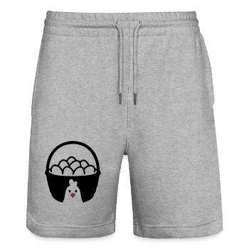 Egg Basket Chicken Icon - Stanley/Stella Trainer Unisex Organic Jogging Shorts - heather grey - Front - Nik (191cm) & Marisol (170cm)