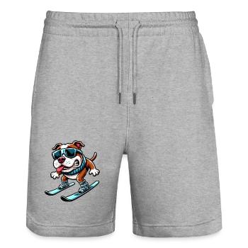 Dog Bulldog Snowboard Sports d’hiver débutant - Short de jogging bio TRAINER Stanley/Stella unisexe - gris chiné - Devant - Nik (191cm) & Marisol (170cm)