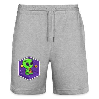 Alien Pizza Scout - Stanley/Stella Unisex Bio Joggingshorts Trainer  - Grau meliert - Vorne - Nik (191cm) & Marisol (170cm)