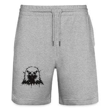 Dunkler Adler in Splatter-Spot - Stanley/Stella Unisex Bio Joggingshorts Trainer  - Grau meliert - Vorne - Nik (191cm) & Marisol (170cm)