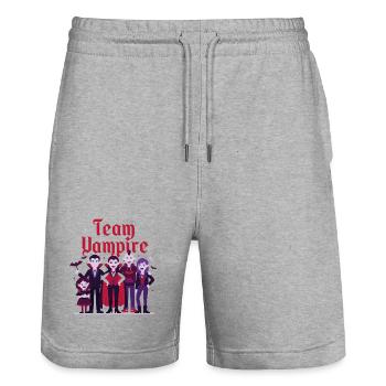 Team Vampire Family - Stanley/Stella Unisex Bio Joggingshorts Trainer  - Grau meliert - Vorne - Nik (191cm) & Marisol (170cm)