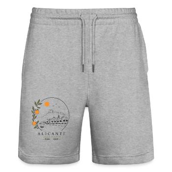 Alicante Küste - Stanley/Stella Unisex Bio Joggingshorts Trainer  - Grau meliert - Vorne - Nik (191cm) & Marisol (170cm)