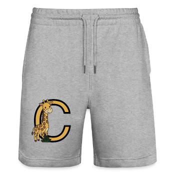 Giraffen mit Buchstabe C - Stanley/Stella Unisex Bio Joggingshorts Trainer  - Grau meliert - Vorne - Nik (191cm) & Marisol (170cm)