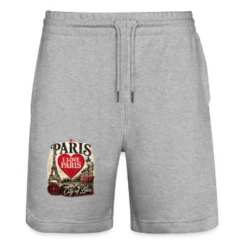 Paris Herz Stadt der Liebe - Stanley/Stella Unisex Bio Joggingshorts Trainer  - Grau meliert - Vorne - Nik (191cm) & Marisol (170cm)