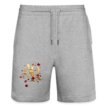 Goldenes AR Herz Design - Stanley/Stella Unisex Bio Joggingshorts Trainer  - Grau meliert - Vorne - Nik (191cm) & Marisol (170cm)