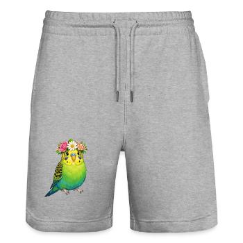 Wellensittich - Stanley/Stella Unisex Bio Joggingshorts Trainer  - Grau meliert - Vorne - Nik (191cm) & Marisol (170cm)
