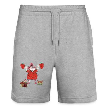 Mrs. Red - Stanley/Stella Trainer Unisex Organic Jogging Shorts - heather grey - Front - Nik (191cm) & Marisol (170cm)
