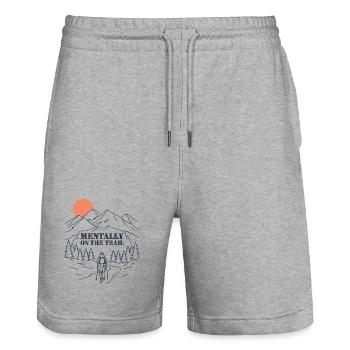 Montagnes - Mentalement sur la piste - Short de jogging bio TRAINER Stanley/Stella unisexe - gris chiné - Devant - Nik (191cm) & Marisol (170cm)