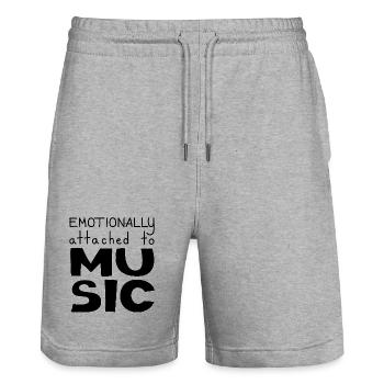 Emotionally Attached To Music, Black - Stanley/Stella Trainer Unisex Organic Jogging Shorts - heather grey - Front - Nik (191cm) & Marisol (170cm)