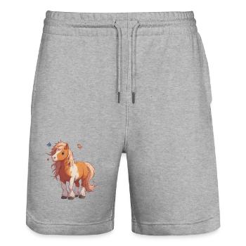 Bangs with butterflies - Stanley/Stella Trainer Unisex Organic Jogging Shorts - heather grey - Front - Nik (191cm) & Marisol (170cm)