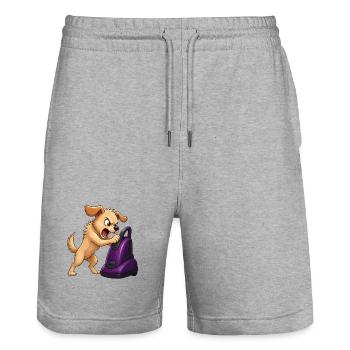 Wütende Hund Staubsauger-Showdown - Stanley/Stella Unisex Bio Joggingshorts Trainer  - Grau meliert - Vorne - Nik (191cm) & Marisol (170cm)
