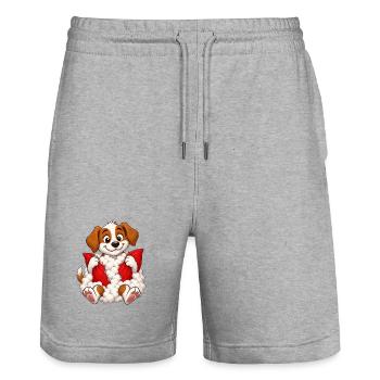 Guilty Puppy Pillow Explosion - Stanley/Stella Trainer Unisex Organic Jogging Shorts - heather grey - Front - Nik (191cm) & Marisol (170cm)