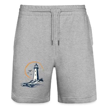 Hirtshals Leuchtturm – Dänische Küste - Stanley/Stella Unisex Bio Joggingshorts Trainer  - Grau meliert - Vorne - Nik (191cm) & Marisol (170cm)
