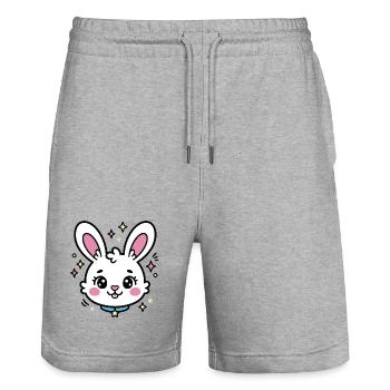 Lapin lumineux à étoiles pastel - Short de jogging bio TRAINER Stanley/Stella unisexe - gris chiné - Devant - Nik (191cm) & Marisol (170cm)