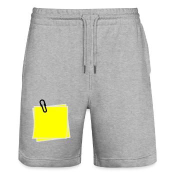 Postit | Zettel | gelber Zettel | Sticker | - Stanley/Stella Trainer Unisex Organic Jogging Shorts - heather grey - Front - Nik (191cm) & Marisol (170cm)