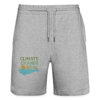 Le changement climatique est une réalité - Short de jogging bio TRAINER Stanley/Stella unisexe - gris chiné - Devant - Nik (191cm) & Marisol (170cm)