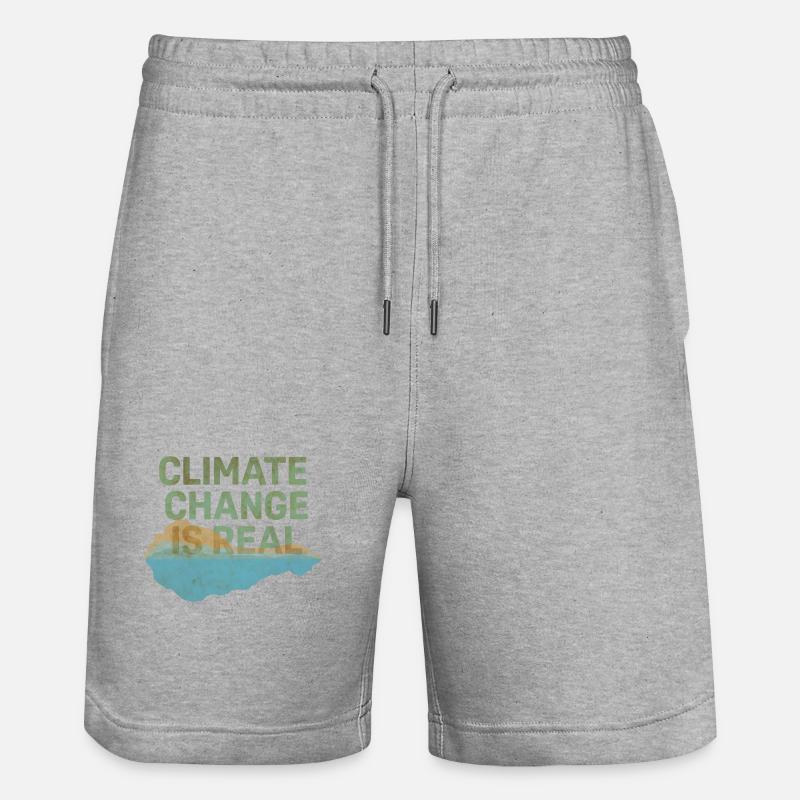 Climate change is real - Stanley/Stella Trainer Unisex Organic Jogging Shorts - heather grey