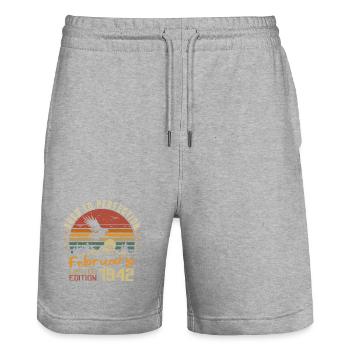 Geboren Februar 1942 Geburtstag 1942 Februar - Stanley/Stella Unisex Bio Joggingshorts Trainer  - Grau meliert - Vorne - Nik (191cm) & Marisol (170cm)