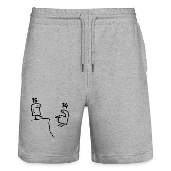 15 Jahre alt - 15. Geburtstag Spaß 15 Jahre alt Geschenk - Stanley/Stella Unisex Bio Joggingshorts Trainer  - Grau meliert - Vorne - Nik (191cm) & Marisol (170cm)