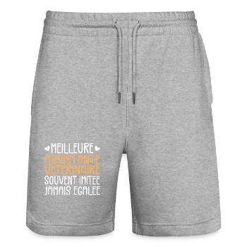 Oft nachgeahmt beste Tierarzthelferin - Stanley/Stella Unisex Bio Joggingshorts Trainer  - Grau meliert - Vorne - Nik (191cm) & Marisol (170cm)