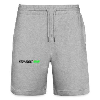 Koeln_bleibt_gruen_-_ - Stanley/Stella Trainer Unisex Organic Jogging Shorts - heather grey - Front - Nik (191cm) & Marisol (170cm)